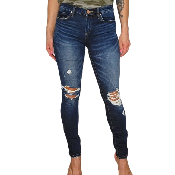 Blank NYC Denim - Blank NYC Skinny Classique Dark Blue Distressed Jeans 27